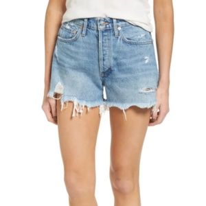 AGOLDE Parker Distressed Denim Shorts in Swapmeet
